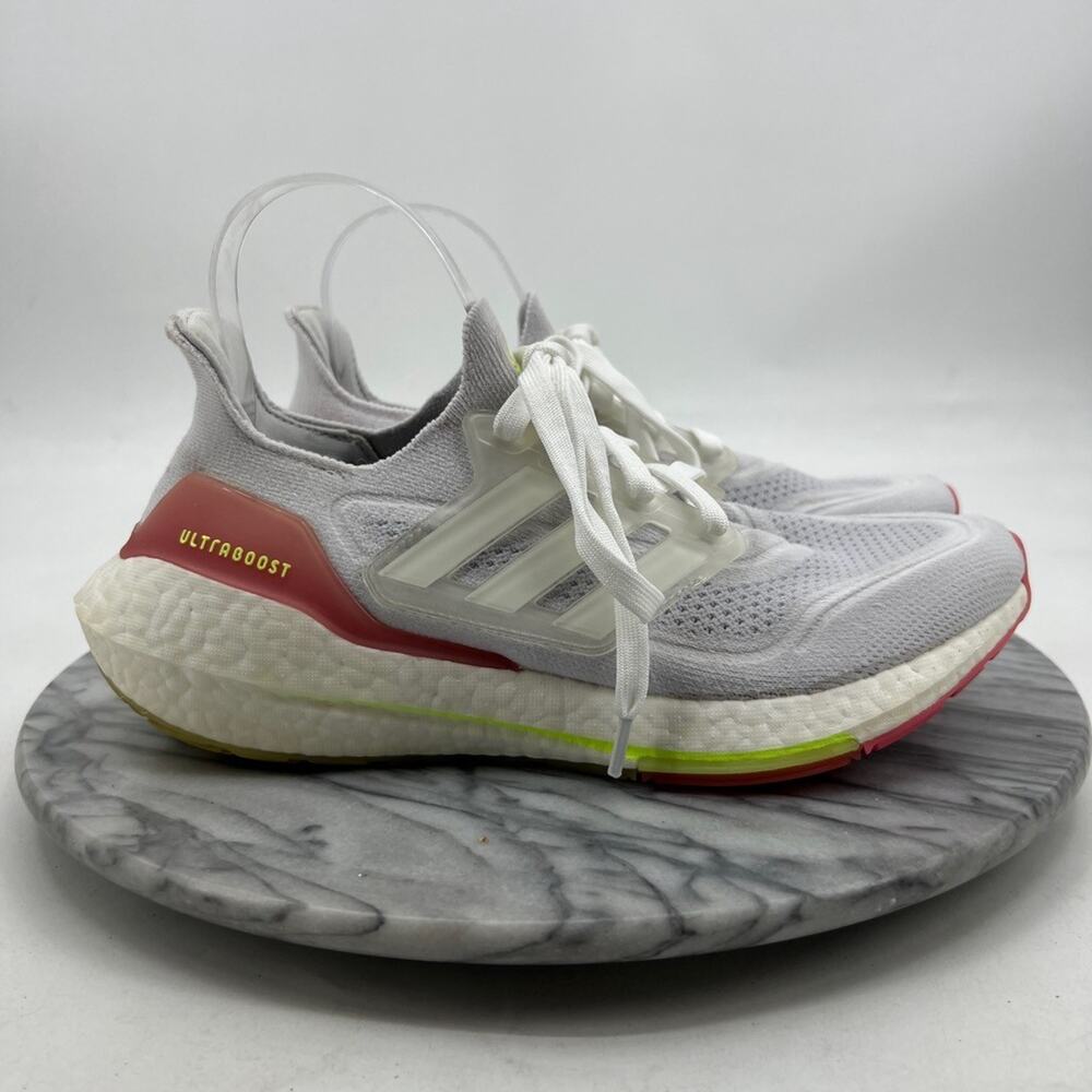 Adidas Womens 8 Shoes White Hazy Rose UltraBoost 21 Athletic Sneakers FY0416 - Picture 2 of 14
